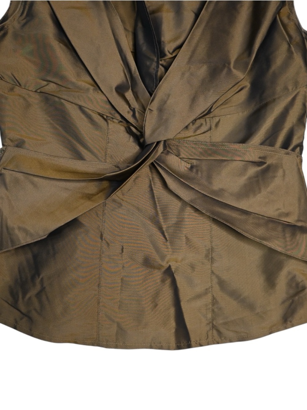 Moda International Women's S Silk Sleeveless Twist Front Wrap Blouse in Bronze - Picture 5 of 8